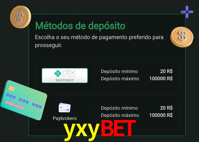 O cassino yxybet oferece uma grande variedade de métodos de pagamento